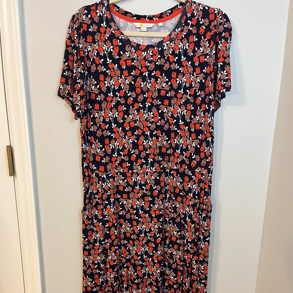 BODEN Women's Lucinda Floral Jersey Dress Navy Red 12P - Picture 3 of 7